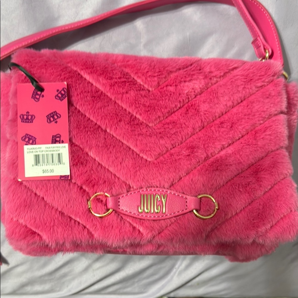 Juicy Couture Pink Quilted Shoulder Bag with Gold Accents